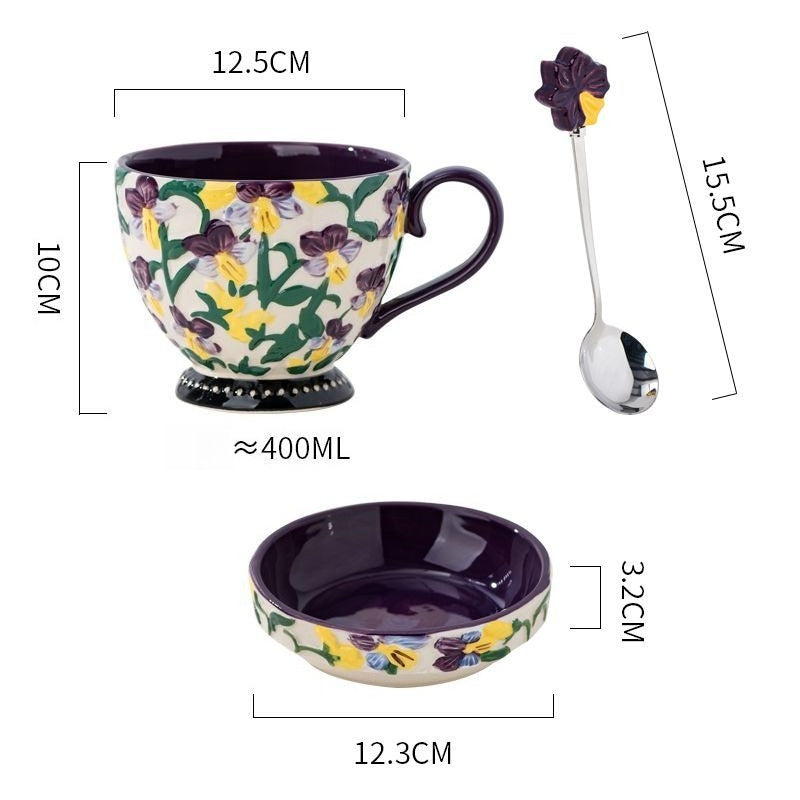 Embossed Floral Breakfast Mug
