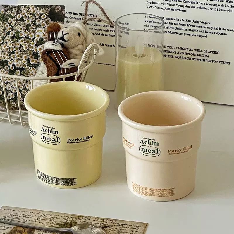 Label Print Handleless Ceramic Cup