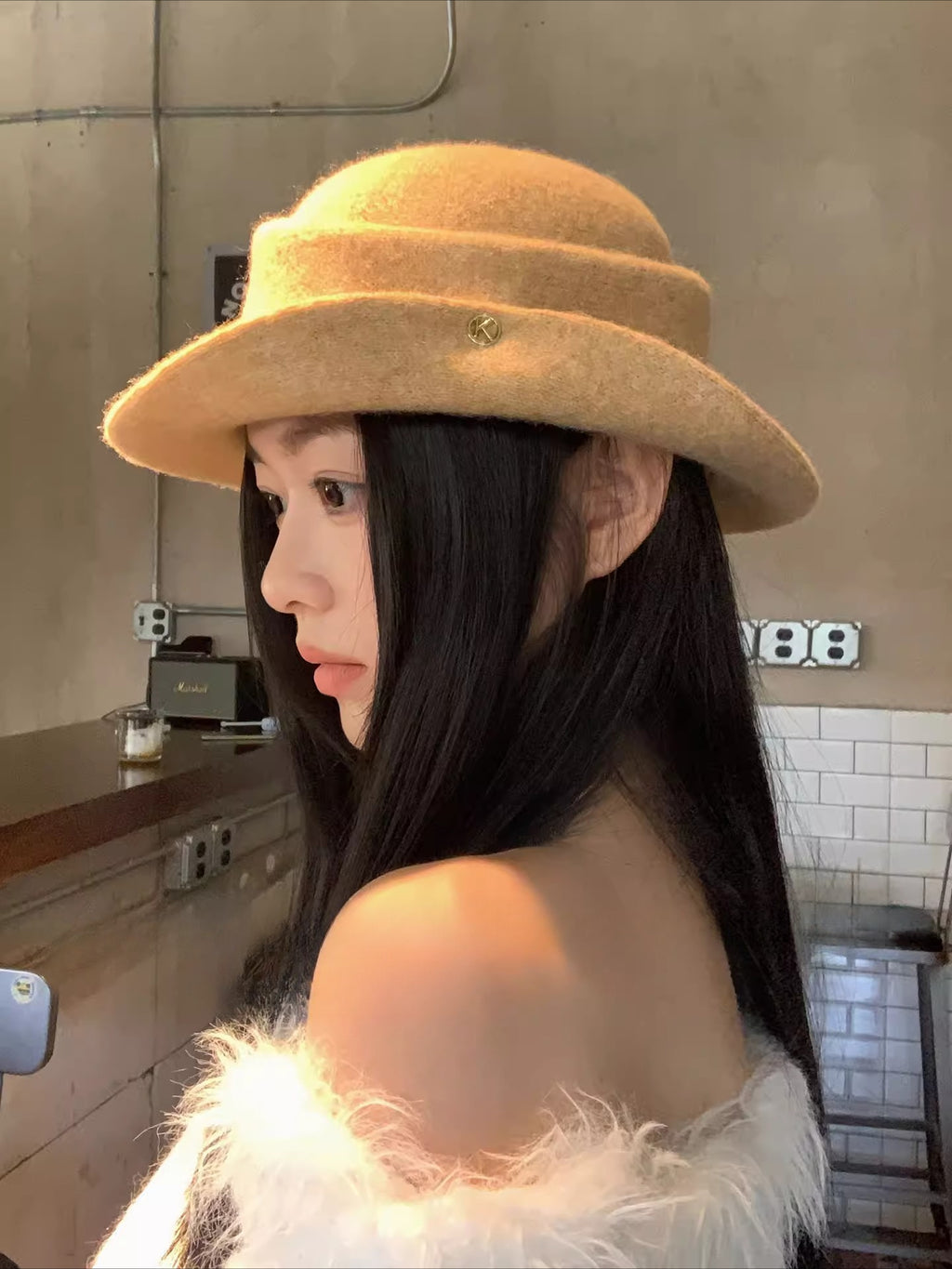 Retro Knit Wide Brim Hat