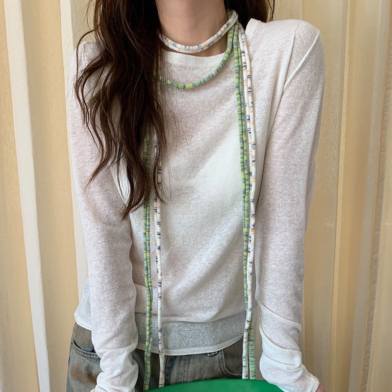 Striped Slim Knit Neck Scarf