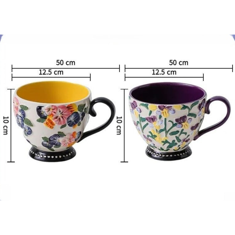 Embossed Floral Breakfast Mug