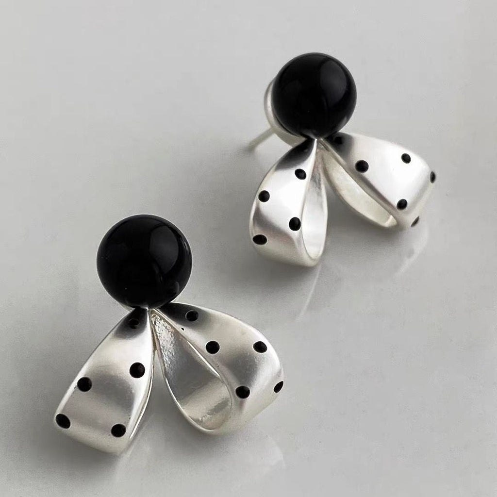 Polka Dot Bow Stud Earrings