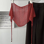 Beaded Hollow Knit Triangle Scarf - Modomu