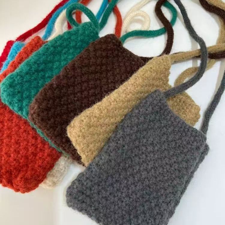Popcorn Knit Phone Crossbody Bag