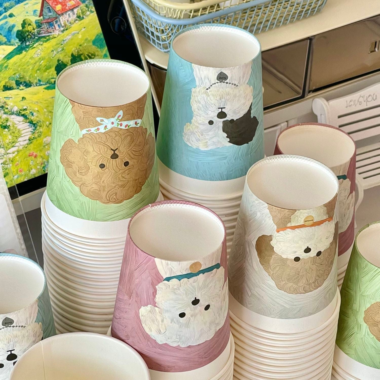 Puppy Art Disposable Paper Cups - Modomu