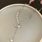 Titanium Bow Pendant Necklace