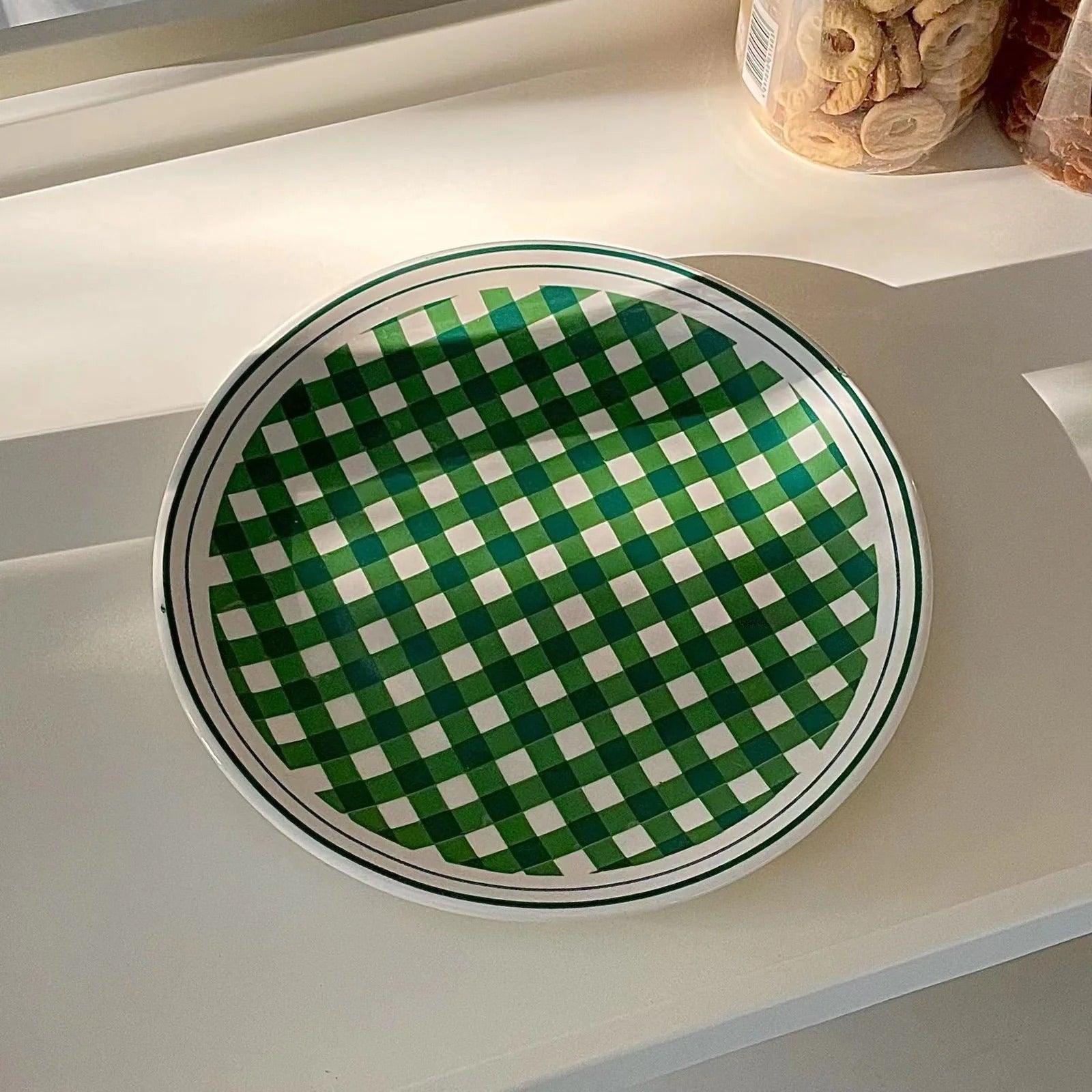 Gingham Check Ceramic Plate