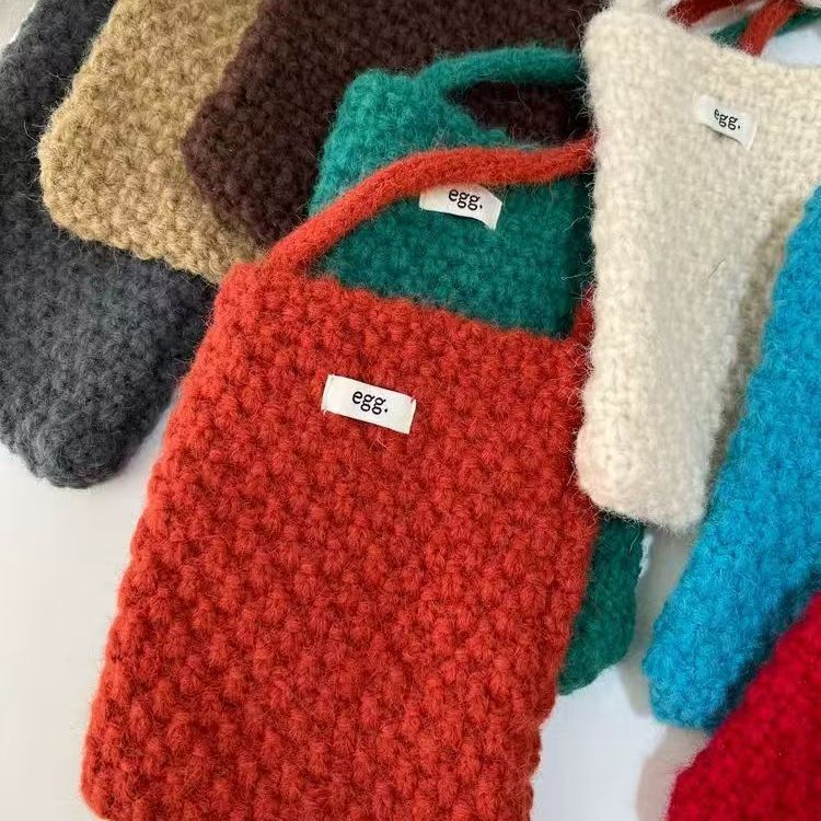Popcorn Knit Phone Crossbody Bag