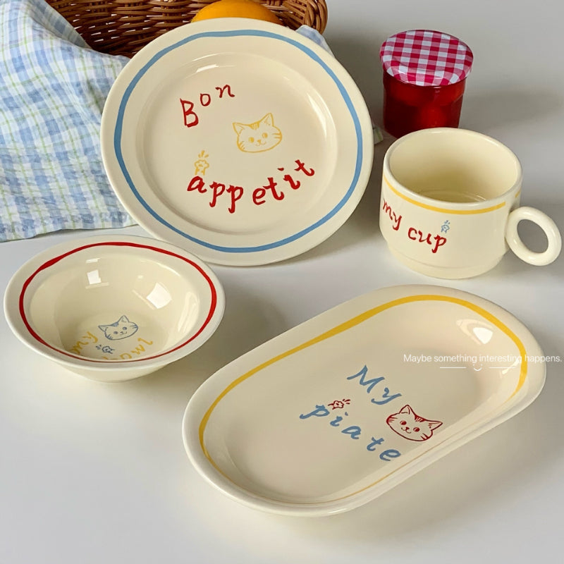 Ceramic Dessert Plate With Illustration