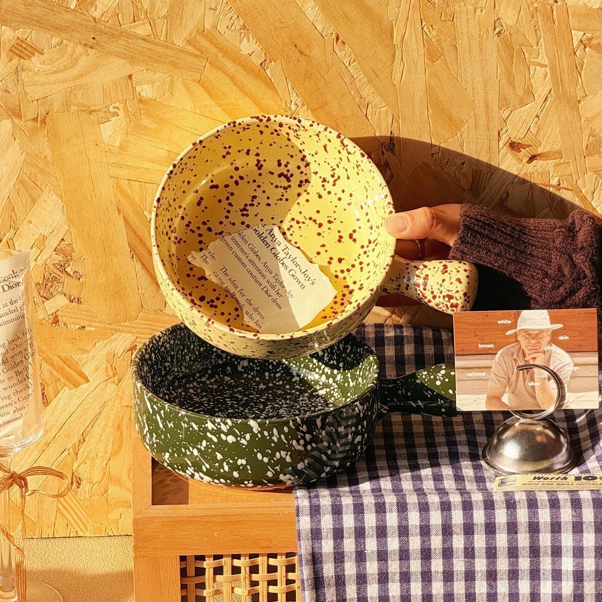 Ink Splatter Handled Noodle Bowl