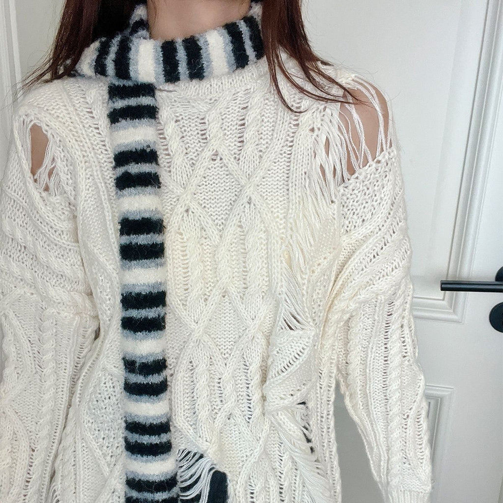 Striped Long Decorative Scarf - Modomu