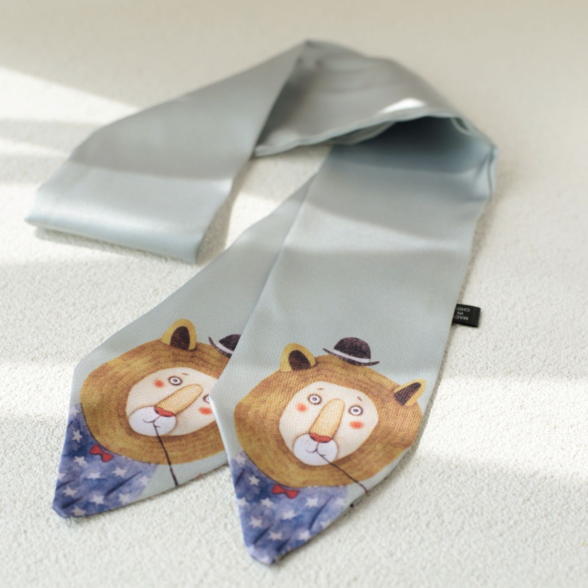 Animal Print Square Silk Tie - Modomu