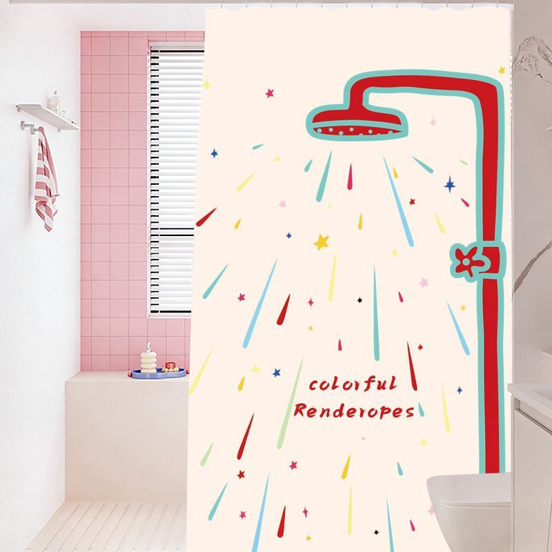 Rainbow Shower Print Curtain