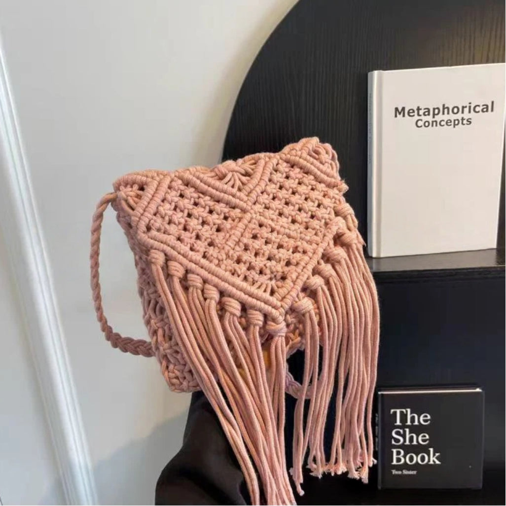 Handmade Cotton Fringe Shoulder Bag
