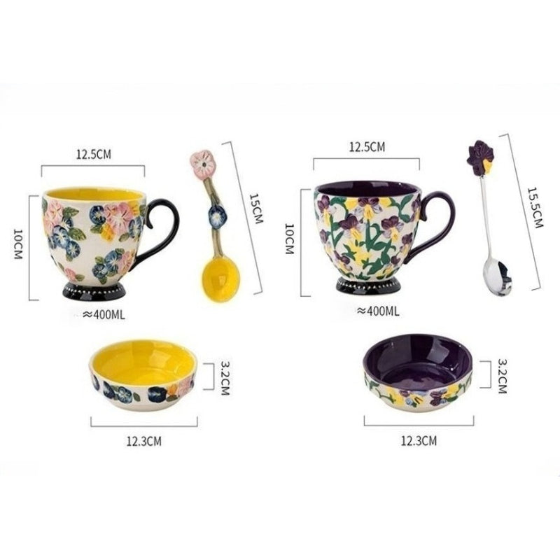 Embossed Floral Breakfast Mug