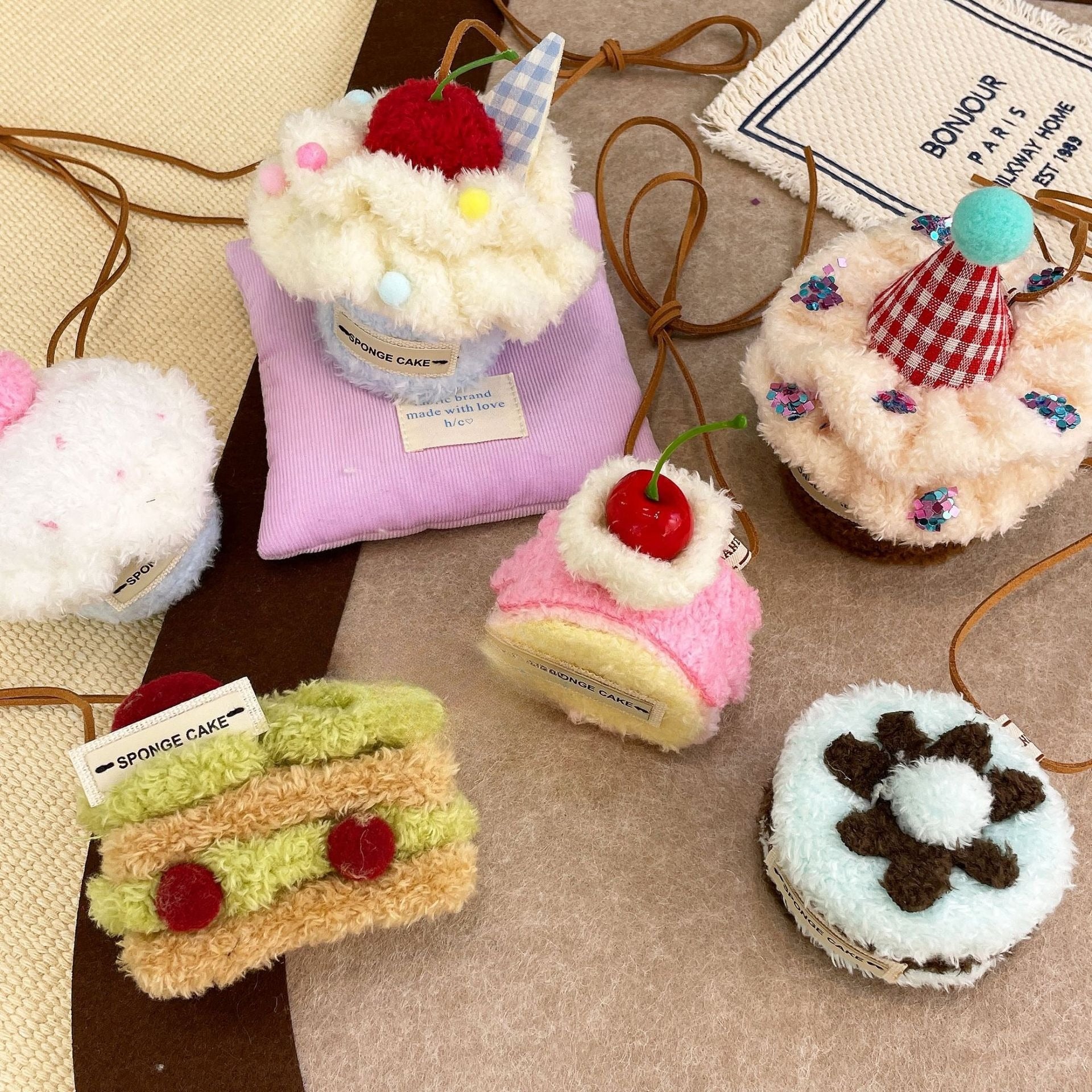 Plush Cake Dessert Pendant Accessory