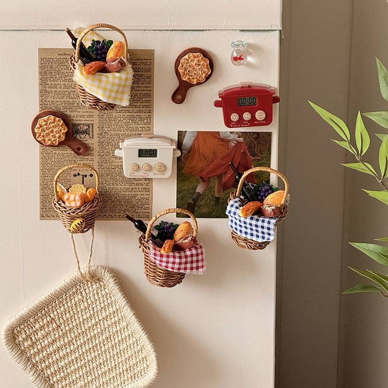 Mini Rattan Picnic Basket Magnet