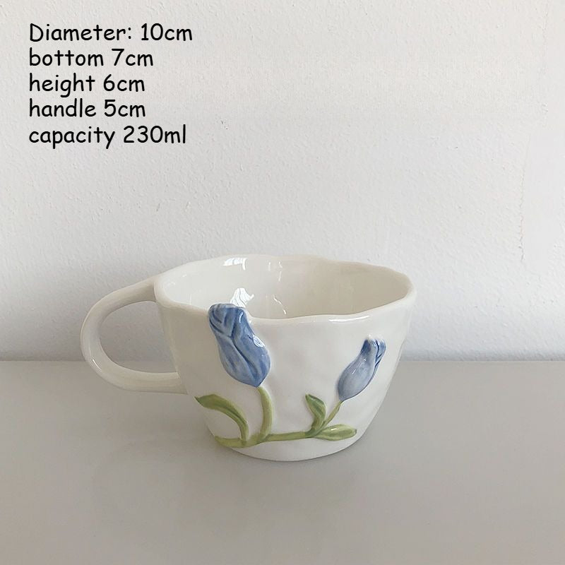 Embossed Tulip Ceramic Mug - Modomu