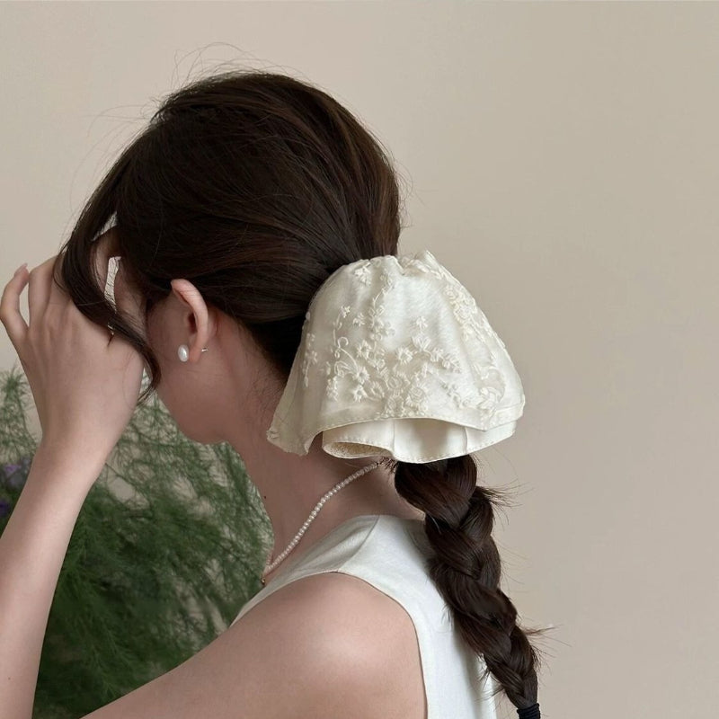 Embroidered Lace Ponytail Clip