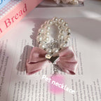 Pet Pearl Bow Necklace Collar