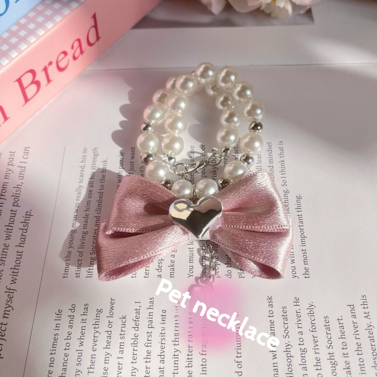 Pet Pearl Bow Necklace Collar