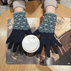 Retro Floral Bow Winter Gloves - Modomu