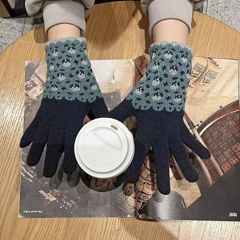 Retro Floral Bow Winter Gloves - Modomu