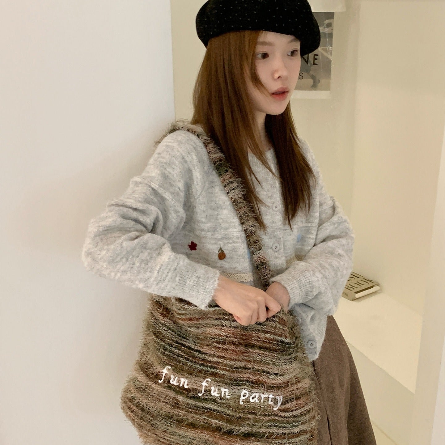 Plush Letter Crossbody Bag