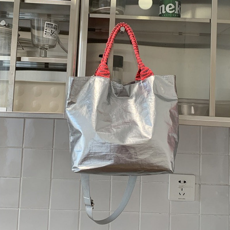 Metallic Crinkle Tote