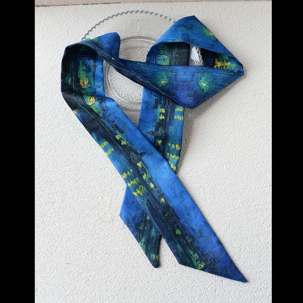 Art Print Narrow Silk Tie