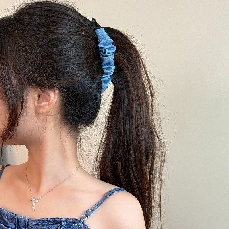 Denim Banana Hair Clip