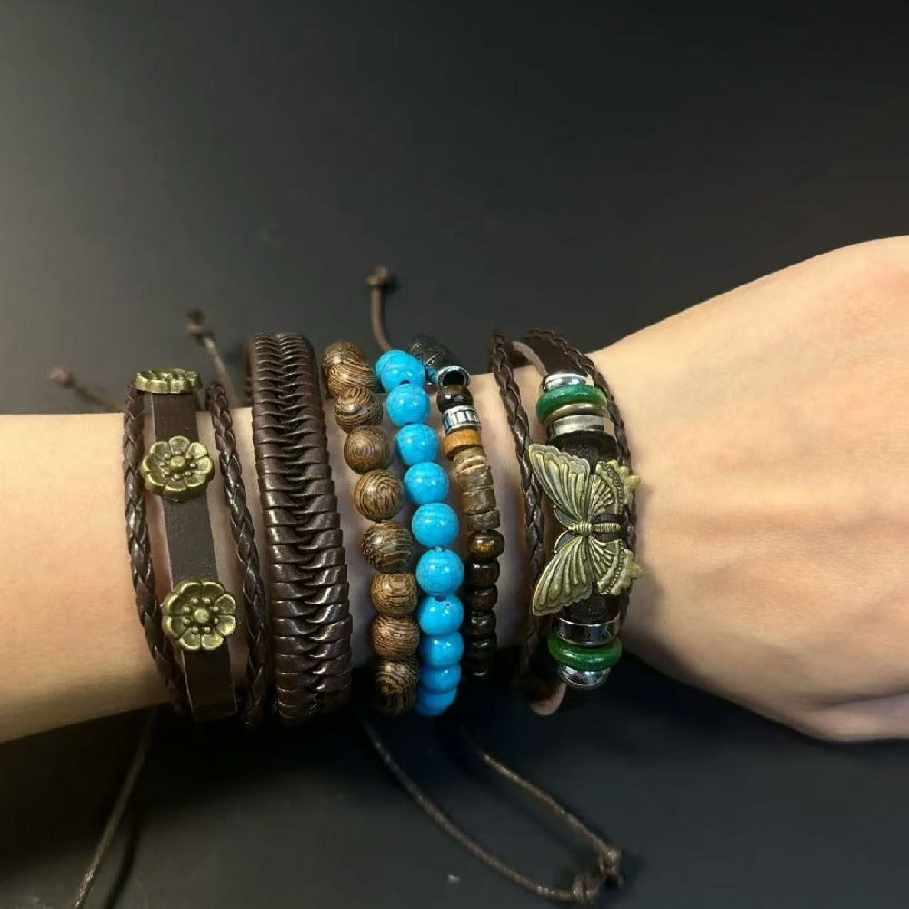 Multicolor Boho Butterfly Bracelet Set