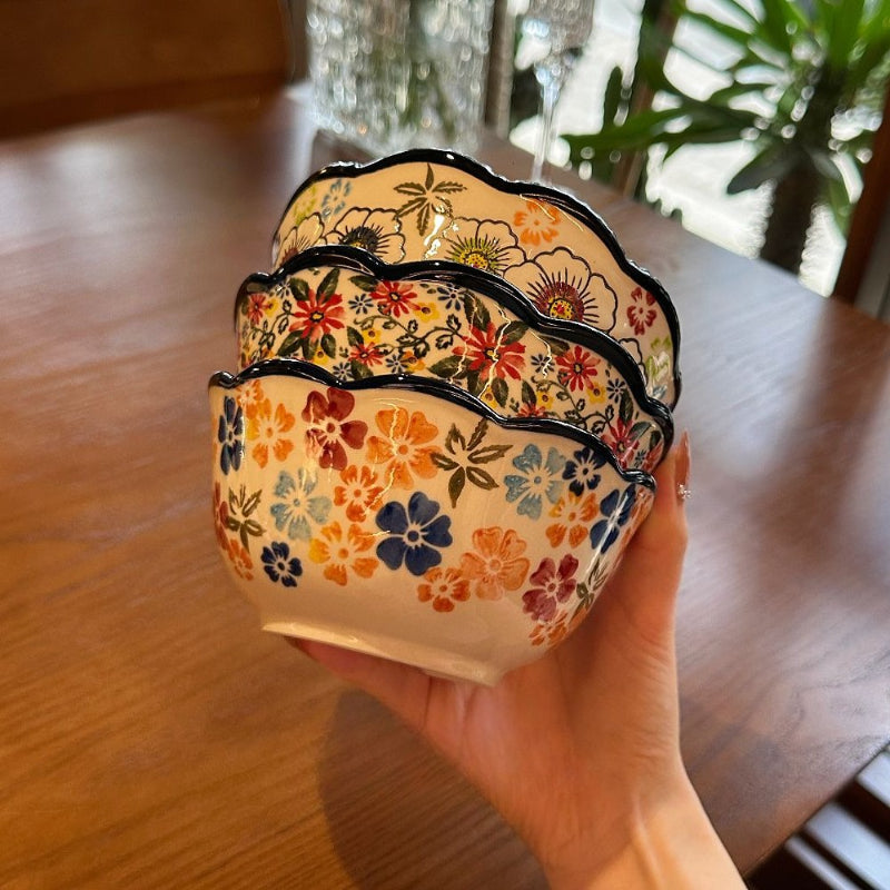 Scalloped Floral Rice Bowl