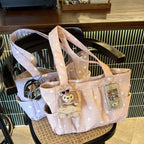 Pleated Dot Canvas Tote