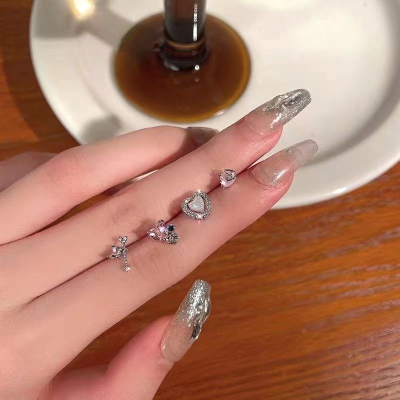 Minimal Heart Stud Earrings Set - Modomu