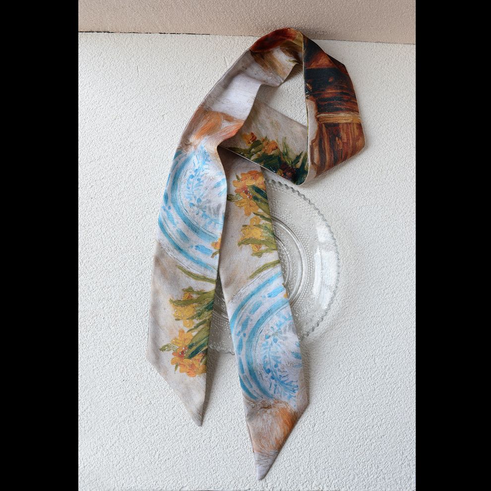 Art Print Narrow Silk Tie
