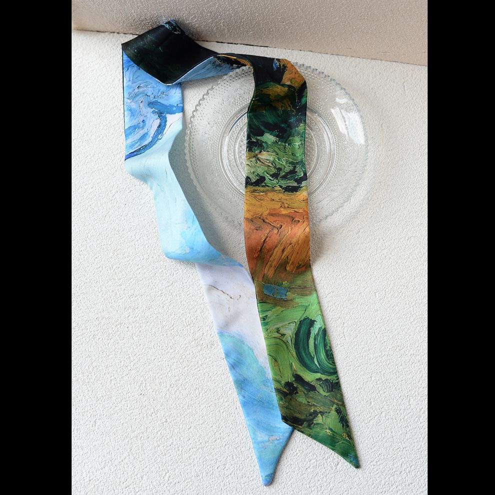 Art Print Narrow Silk Tie