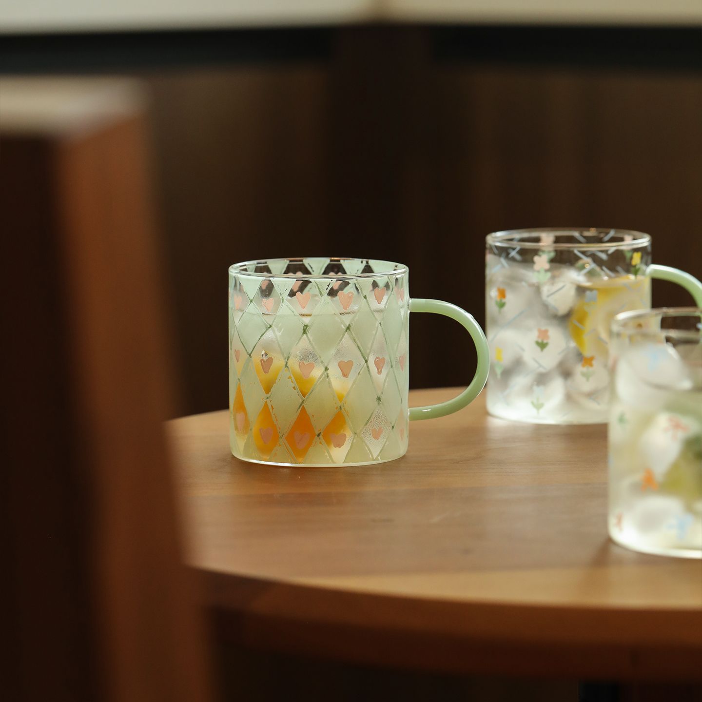 Patterned Clear Handled Mug