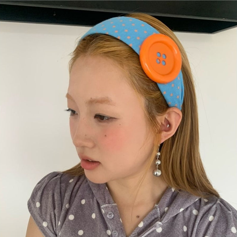 Big Button Polka Dot Headband