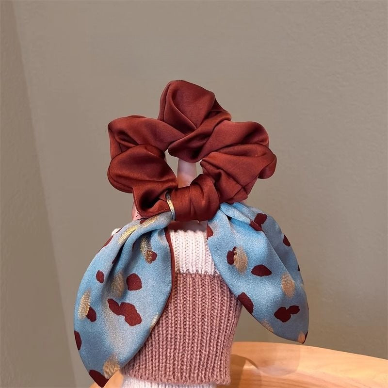 Printed Bow Streamer Scrunchie