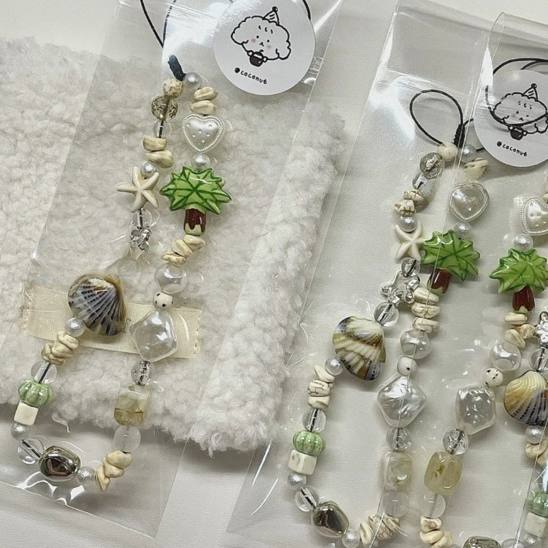 Shell Beaded Phone Wrist Lanyard