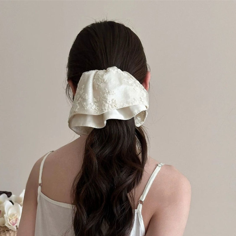 Embroidered Lace Ponytail Clip
