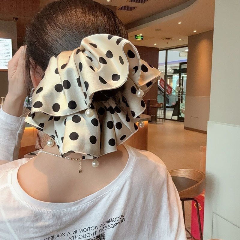 Polka Dot Satin Scrunchie
