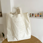 Embroidered Heart Canvas Tote