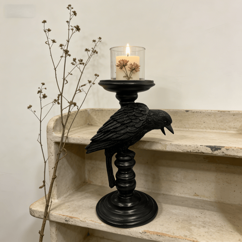 Perched Crow Candlestick