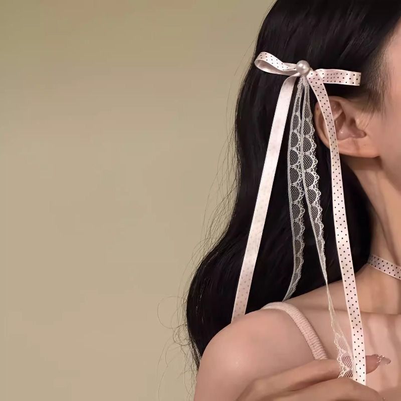 Pearl Bow Ribbon Hair Clip