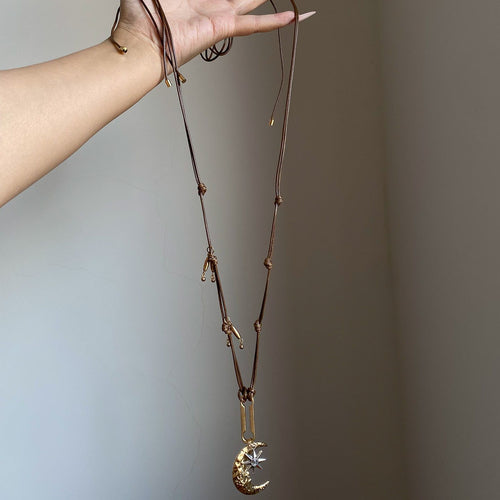 Sun Moon Braided Rope Necklace - Modomu