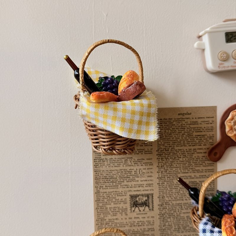 Mini Rattan Picnic Basket Magnet