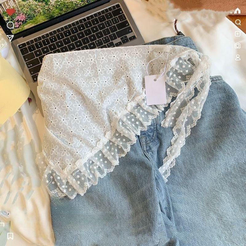 Lace Triangle Scarf Apron Wrap