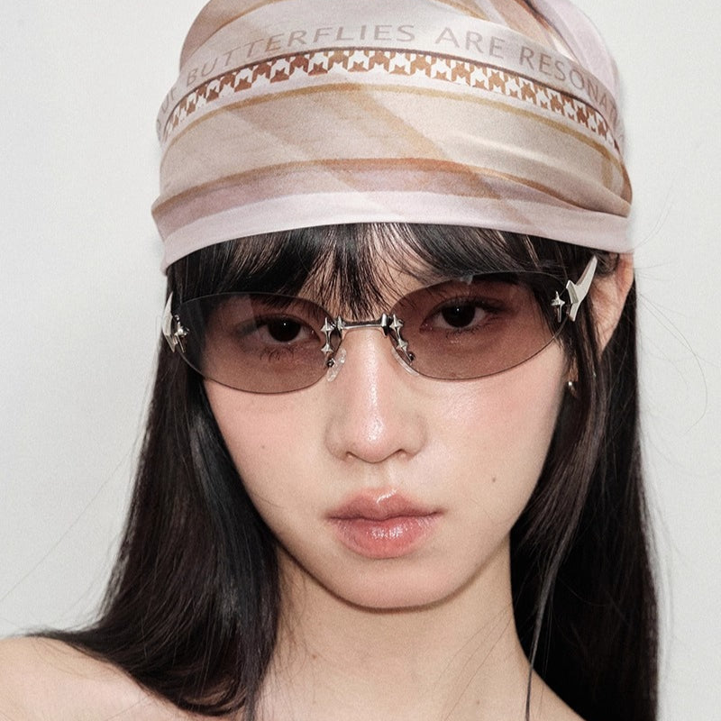 Retro Oval Rimless Cat Eye Sunglasses - Modomu